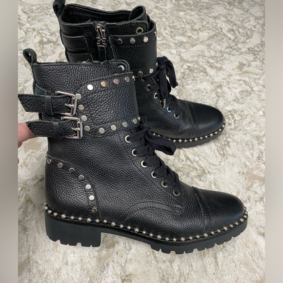 Sam Edelman women’s Jennifer Studded black Combat Boot size 6.5 leather - Picture 3 of 9